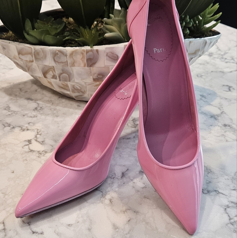 Christian Louboutin Patent Leather Sporty Kate 85mm In Pinkador - Picture 2 of 12